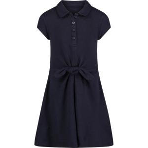 imageNautica Girls School Uniform Short Sleeve Polo DressNavy Front Tie
