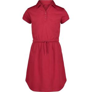 imageNautica Girls School Uniform Short Sleeve Polo DressRed Performance