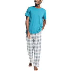 imageNautica Mens Flannel Plaid Pajama Pant SetCargo Blue