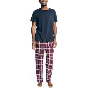 imageNautica Mens Flannel Plaid Pajama Pant SetNavy