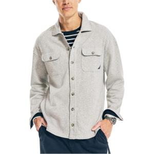 imageNautica Mens Fleece Buttonup ShirtGrey Heather