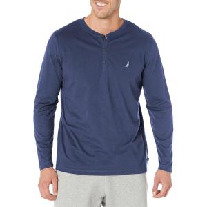 imageNautica Mens Long Sleeve Henley Pajama TopIndigo