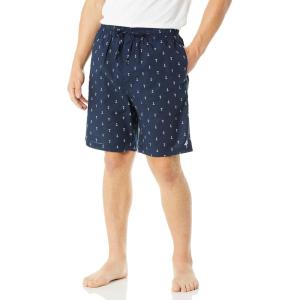 imageNautica Mens Soft Woven 100 Cotton Elastic Waistband Sleep Pajama ShortTrue Navy