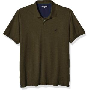 imageNautica mens Short Sleeve Stretch Solid Deck Polo ShirtCoastal Olive Heather