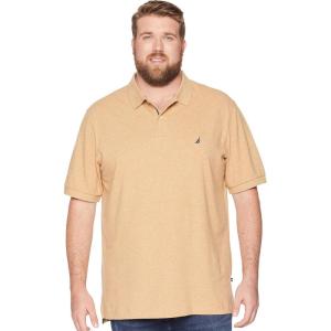 imageNautica mens Short Sleeve Stretch Solid Deck Polo ShirtDesert Camel Heather