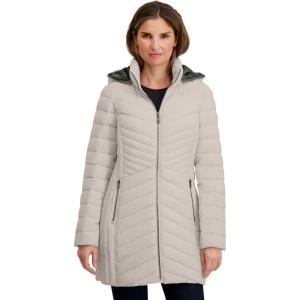 imageNautica womens Stretch Puffer Jacket Wind ampamp Waterresistant Winter Coat Faux Fur Lined HoodLimestone