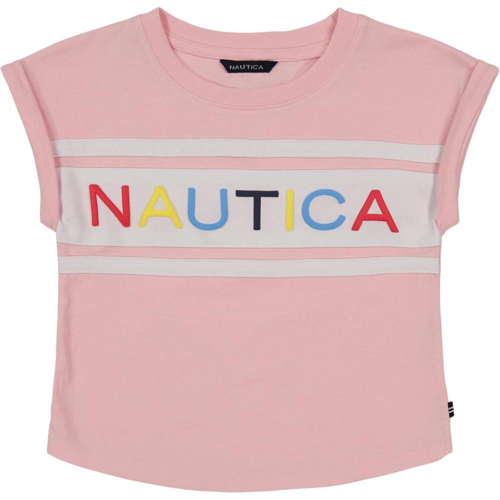 imageNautica Girls Short Sleeve Graphic Logo TShirt Everyday Casual Wear Soft ampamp Comfortable FitAlmond Blossom Billboard