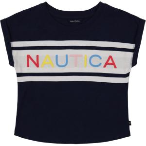 imageNautica Girls Short Sleeve Graphic Logo TShirt Everyday Casual Wear Soft ampamp Comfortable FitPeacoat Billboard