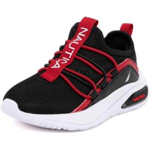 imageNautica Kids Athletic SlipOn Sneakers  Comfortable Bungee Running Shoes for Boys and Girls  Stylish and Supportive Footwear for Active Kids Big KidLittle KidToddlerBlack Redshay