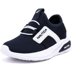 imageNautica Kids Athletic SlipOn Sneakers  Comfortable Bungee Running Shoes for Boys and Girls  Stylish and Supportive Footwear for Active Kids Big KidLittle KidToddlerNavy Whitemavven