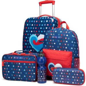 imageNautica Kids Luggage  18 Airline Approved Rolling Hardside Upright Carryon Suitcase Set with Wheels Shark Attack  5pc Travel SetNautica Peace  5pc School Set