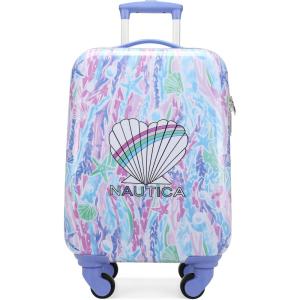 imageNautica Kids Luggage  18 Airline Approved Rolling Hardside Upright Carryon Suitcase Set with Wheels Shark Attack  5pc Travel SetPastel Shell