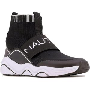 imageNautica Kids Silas HighTop Sock SlipOn Sneaker with Extra Ankle Support Boy  GirlBig Kid  Little Kid  ToddlerBlack White Pop