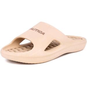 imageNautica Mens Athletic Slides Sport Shower Sandals for Indoor amp Outdoor  Lightweight Durable and ComfortableKhaki