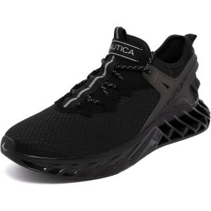 imageNautica Mens Casual Fashion Sneakers  Lightweight LaceUp Athletic Walking Shoes for Gym amp Tennis ComfortableBlackwandal