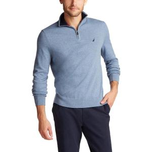 imageNautica Mens Navtech QuarterZip SweaterDeep Anchor Heather