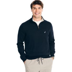 imageNautica Mens Navtech QuarterZip SweaterFrench Navy