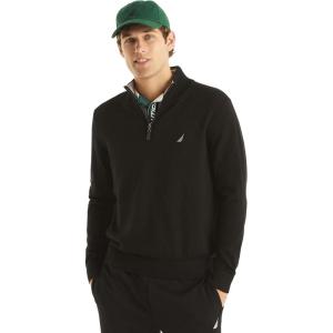 imageNautica Mens Navtech QuarterZip SweaterLuxury Black