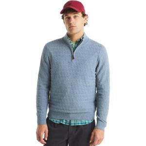imageNautica Mens Navtech QuarterZip SweaterTextured Achor Blue Heather