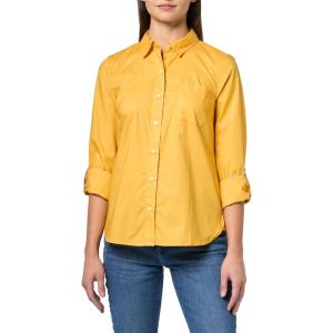 imageNautica Womens Button Front Long Sleeve Roll Tab ShirtDeep Maize