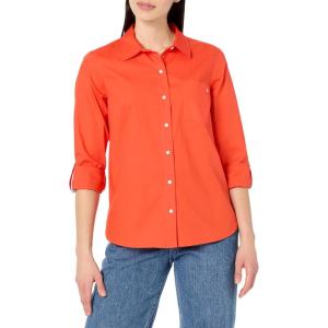 imageNautica Womens Button Front Long Sleeve Roll Tab ShirtGrenadine