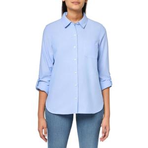 imageNautica Womens Button Front Long Sleeve Roll Tab ShirtOxford French Blue