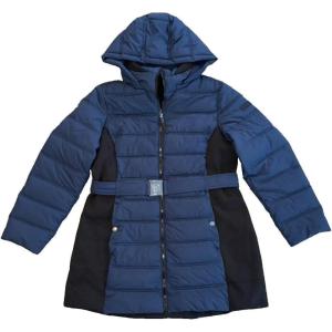 imageNautica Womens Flex Fit Puffer Jacket  Winter Coat With Removable Hood Belted WaistBluenight Navy