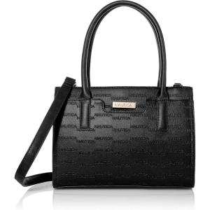 imageNautica Womens Sandy Jr Top Handel Satchel with Removable Crossbody StrapBlack Embossed Logo