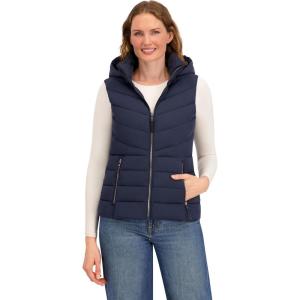 imageNautica Womens Stretch Puffer Vest  WaterResistant Transitional Layer with Detachable HoodNavy Seas