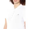 imageNautica Womens 5Button Short Sleeve Breathable 100 Cotton Polo ShirtBright White