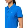 imageNautica Womens 5Button Short Sleeve Breathable 100 Cotton Polo ShirtCerulean