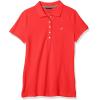 imageNautica Womens 5Button Short Sleeve Breathable 100 Cotton Polo ShirtHibiscus