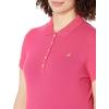 imageNautica Womens 5Button Short Sleeve Breathable 100 Cotton Polo ShirtLeis Pink