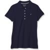 imageNautica Womens 5Button Short Sleeve Breathable 100 Cotton Polo ShirtNavy