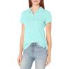 imageNautica Womens 5Button Short Sleeve Breathable 100 Cotton Polo ShirtAruba Blue