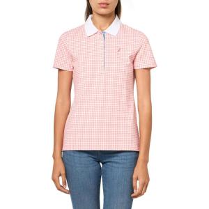 imageNautica Womens 5Button Short Sleeve Breathable 100 Cotton Polo ShirtBloomBright White