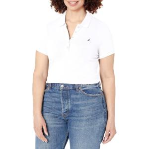 imageNautica Womens 5Button Short Sleeve Breathable 100 Cotton Polo ShirtBright White