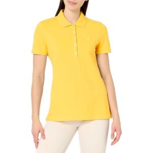 imageNautica Womens 5Button Short Sleeve Breathable 100 Cotton Polo ShirtDaffodil