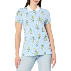 imageNautica Womens 5Button Short Sleeve Breathable 100 Cotton Polo ShirtDaffodil Multi