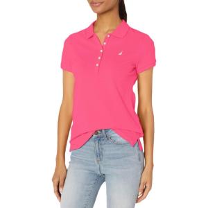 imageNautica Womens 5Button Short Sleeve Breathable 100 Cotton Polo ShirtLeis Pink