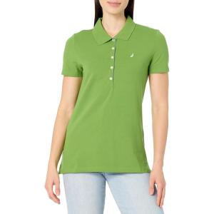 imageNautica Womens 5Button Short Sleeve Breathable 100 Cotton Polo ShirtSalted Lime