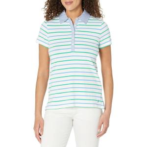 imageNautica Womens 5Button Short Sleeve Breathable 100 Cotton Polo ShirtSpinner Green