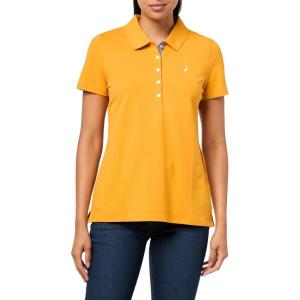 imageNautica Womens 5Button Short Sleeve Breathable 100 Cotton Polo ShirtSunflower