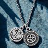 imageNautica Anchor Compass Charm Necklace for Men Oxidized Stainless Steel 28 Inches