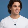 imageNautica Blue Carbon Fiber Black Cross Necklace for Men Stainless Steel 24 Inches