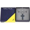 imageNautica Blue Carbon Fiber Black Cross Necklace for Men Stainless Steel 24 Inches