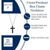 imageNautica Blue Carbon Fiber Black Cross Necklace for Men Stainless Steel 24 Inches