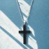 imageNautica Woven Black Cross Necklace for Men Stainless Steel 24 Inches