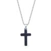 imageNautica Blue Carbon Fiber Black Cross Necklace for Men Stainless Steel 24 Inches