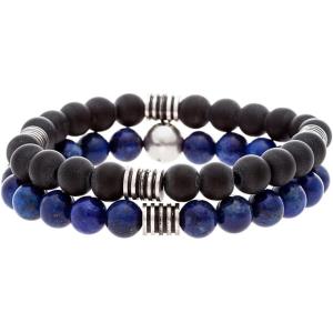imageNautica 10 mm Stretch Bead Bracelet Set for Men Stainless Steel